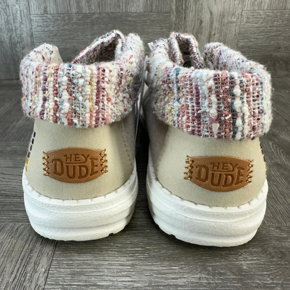 Hey Dude Wendy Fold Youth 1 Cream Multi Baja Slip On Loafers NEW 40560-1LT
